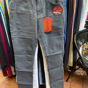 ETHANOL Mens Stretch Trousers Slim Fit Straight Leg Stylish Design Pants 30x34